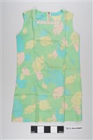 藏品(綠底彩葉印花無袖方領洋裝)的圖片