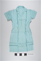 藏品(綠藍白三色直條紋短袖襯衫洋裝)的圖片