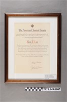 藏品(李遠哲1986年彼得．迪拜物理化學獎證書)的圖片