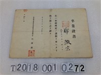 藏品(鄭徽宗東京都立精思中學校畢業證書昭和二十年三月三十日)的圖片