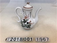 藏品(金門陶瓷花朵紋飾把手茶壺)的圖片