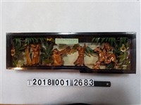 藏品(兩人受降雕刻紅眠床床頭裝飾)的圖片