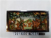 藏品(四漢子兩兩對打雕刻紅眠床床頭裝飾(2))的圖片
