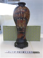 藏品(臺灣日月潭杵音上寬下窄圓形漆器花瓶)的圖片