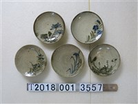 藏品(陶瓷花草藍紋臺灣老碗圓盤)的圖片