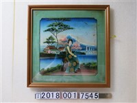 藏品(山景與摩登女子繪畫作品)的圖片