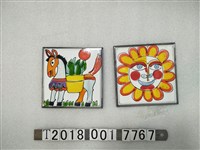 藏品(插畫風格馬與太陽彩繪磁磚)的圖片