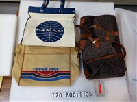 藏品(美國泛美航空白色米色棕色行李袋與中華航空行李掛牌)的圖片