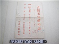 藏品(臺灣省糧食局食鹽零售價格表)的圖片