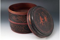 藏品(黑朱漆描金雙層圓盒糕層)的圖片