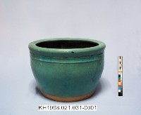 藏品(-1：綠釉弦紋陶盆、-2：綠釉乳丁紋四繫鼓形帶蓋盆、-3：綠釉折沿陶盆)的圖片