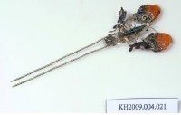 藏品(銀鎏金琺瑯鑲瑪瑙蝴蝶紋簪)的圖片