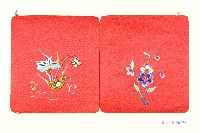 藏品(紅緞地四季平安彩繡枕頂)的圖片