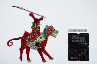 藏品(皮影戲偶男騎-老武淨騎獅虎（偶身）)的圖片