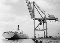 藏品(世界最大貨櫃輪班納得號進港停泊)的圖片