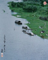 藏品(烏蓬旁綠岸,晒網夕陽斜)的圖片