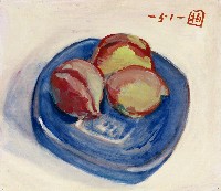 藏品(桃實(四方小藍盤))的圖片