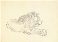 藏品((1)獅(鉛描);(2)鸚鵡(炭描))的圖片