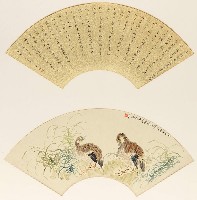 藏品(仿華秋岳蘆葦雙鳥扇面)的圖片