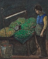 藏品(夜市- 13 藍衣女水果販)的圖片