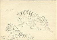 藏品((1)虎一蹲坐一無頭深；(2)站立虎及一尾一腳)的圖片