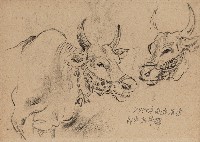 藏品((1)黃牛 (1940南遊屏東即景寫牛群)；(2)黃牛與馬 (1940畫牛，1943畫馬))的圖片