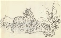 藏品((1)雙虎(草稿)；(2)3隻虎 (他人畫、影印))的圖片