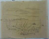 藏品(達悟族漁船速寫（蝶畫草稿）)的圖片