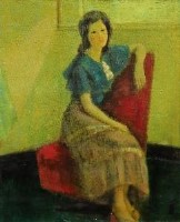 藏品(紅色沙發綠衣少女)的圖片