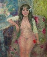 藏品(持紅花的裸女)的圖片