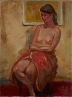 藏品(裸婦(4)紅色遮幔)的圖片