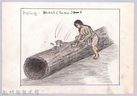 藏品(七柱穀倉-1防鼠板製作1：採集風倒木-1)的圖片