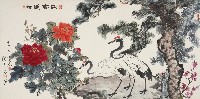 藏品(雙鶴牡丹圖)的圖片