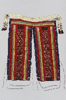 藏品(拼接三色布條亞格紋織條後敞褲)的圖片