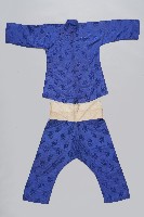 藏品(女性深藍回紋緹花大陶衫一套)的圖片