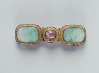 藏品(銅鎏金鑲翡翠、碧璽帶扣)的圖片