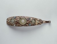 藏品(獸首鎏金鑲嵌戰國珠、玉獸面紋帶鉤)的圖片