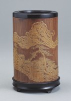 藏品(留青山水筆筒)的圖片