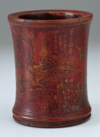 藏品(竹描金鹿鶴同春圖筆筒)的圖片