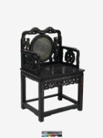 藏品(紅木花葉紋螺鈿嵌大理石太師椅)的圖片