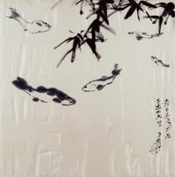 藏品(繪絲方巾-五魚圖)的圖片
