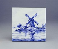 藏品(青花荷蘭風車瓷牌)的圖片
