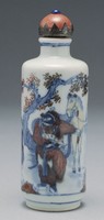 藏品(青花夾紫畫人馬鼻煙壺)的圖片