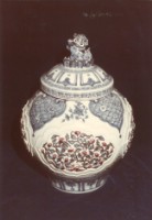 藏品(仿元青花獅紐貼花蓋罐)的圖片