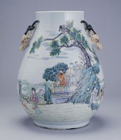 藏品(五彩仙道人物鹿頭尊)的圖片