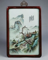 藏品(五彩四季山水瓷掛屏-冬)的圖片
