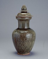 藏品(青釉刻花蓋瓶)的圖片