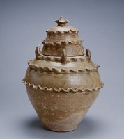 藏品(青釉波浪紋多角蓋罐)的圖片