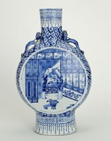 藏品(青花仕女圖扁瓶)的圖片