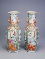 藏品(廣彩開光人物花鳥雙耳瓶)的圖片